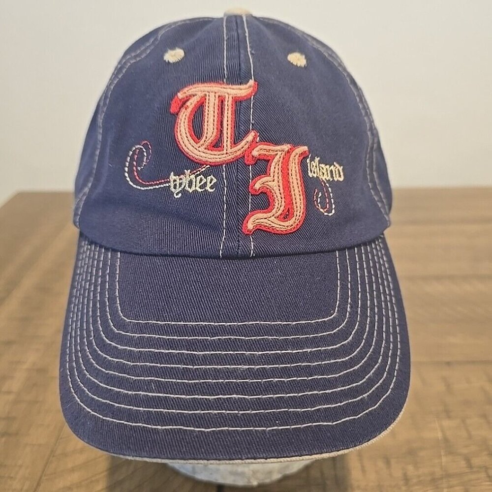 TYBEE ISLAND GEORGIA ADJUSTABLE STRAPBACK BASEBALL DAD HAT CAP BLUE